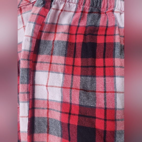 Victoria's Secret Red Shiny Threaded Plaid Fleece Pants!!! - Picture 7 of 11